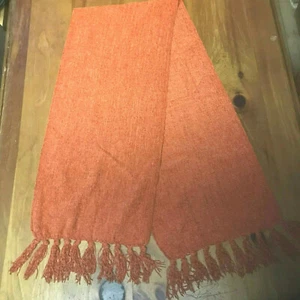 Nice Fall Scarf Rust Color Red/Orange with Fringes - Picture 1 of 2