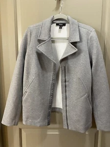 Dennis Basso Scuba Knit Zip Front Jacket w/Ribbon Trim Detail Heather Grey Med - Picture 1 of 10