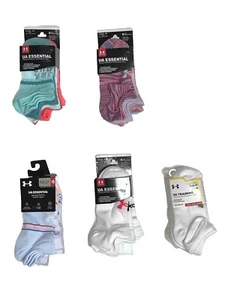 Under Armour ESSENTIAL Socks NO SHOW Girls Youth 6PK Sizes: 13.5-4/4.5 (4.5-7) - Picture 1 of 17