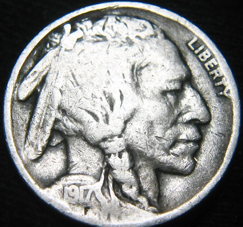 Original Semi-KEY Date 1917-S BUFFALO NICKEL 5¢ FREE S&H JR48IE Cover