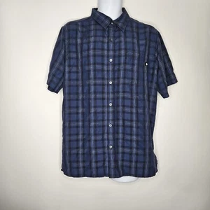 Marmot L Short Sleeve Button Down Hiking Outdoors Blue Plaid Shirt 180/96A - Picture 1 of 8