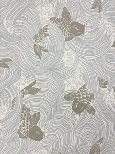KRAVET JEFFREY ALAN MARKS UPSTREAM MIST BLUE FISH DESIGNER FABRIC 1.3 YARD 54"W - Picture 1 of 6