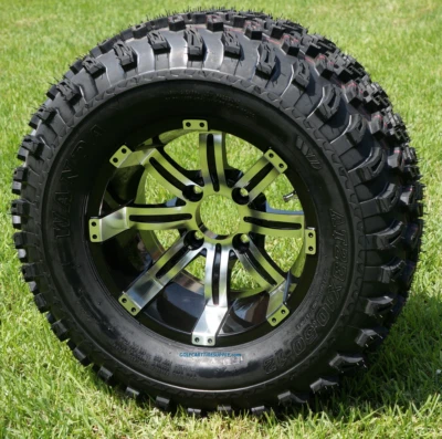 12" TEMPEST MACHINED/ BLACK WHEELS & 23x10.5-12" ALL TERRAIN TIRES - SET OF 4 - Image 1 of 4
