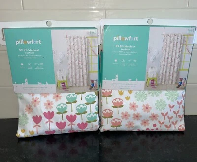 Juego/2 PILLOWFORT~Multi Floral~Pastel Flores Blackout Panel 42x84 Cortina ¡NUEVO! Foto 1 de 3