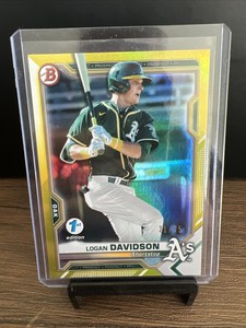 2021 Bowman 1st Edition Logan Davidson Yellow Foil /75 Athletics #BFE-115