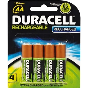 DURACELL RECHARGEABLE BATTERY AA Pack 4 Precharged - Picture 1 of 1