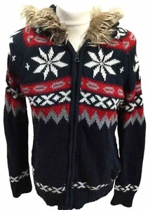 PRIMARK Knitted Hooded Full Zip Geometric Jumper, Jacket, U.K. 14 FREE POSTAGE - Picture 1 of 6