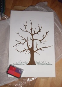 Baum auf Leinwand mit Stempelkissen - Fingerabdruck - Taufe , Hochzeit - OVP - Bild 1 von 6