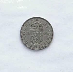 1958 One 1 chelín; Reino Unido; Inglaterra; Gran Bretaña; circulado - Imagen 1 de 2