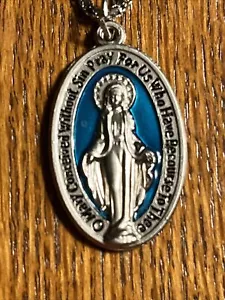 "Medaglia Nostra Signora dei Miracolosi 1 1/4 X 1 con catena legata in acciaio inox 21"" - Foto 1 di 3