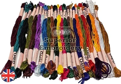 25 Best Metallic Silk/Rayon Skeins Hand Embroidery Threads Floss Mix Colours UK - Image 1 of 4