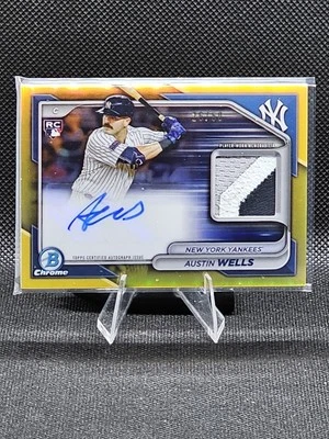 2024 Bowman Chrome Austin Wells Auto Relic Player Worn RPA RC 26/50 NYY - Image 1 of 3