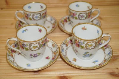Schumann Empress Dresden Flowers Vintage (4) Demitasse Cup & Saucer SETS  (B30) - Image 1 of 4