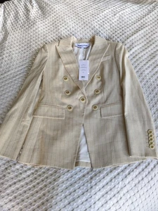 Chaqueta Veronica Barba Gaya Dickey Natural Dorado Talla 0 Negocios Carrera Metálica - Imagen 1 de 15