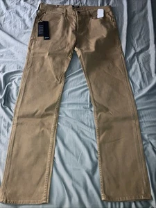 Neu mit Etikett Hudson Byron gerade khakifarbene Herrenhose Größe 36 x 34 - Bild 1 von 8