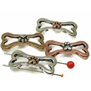 Slider Beads (4 pcs) 2 hole Beads Dog Beads Flat Bracelet Making Beads Mixed - Picture 1 of 3