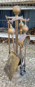 Vintage antikes Kaminbegleiter Set auf Ständer - Bild 1 von 4