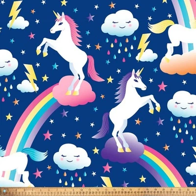 David Textiles Heavenly Plush Fleece Unicorns & Rainbows Fabric 1.5 Yards - Image 1 of 3