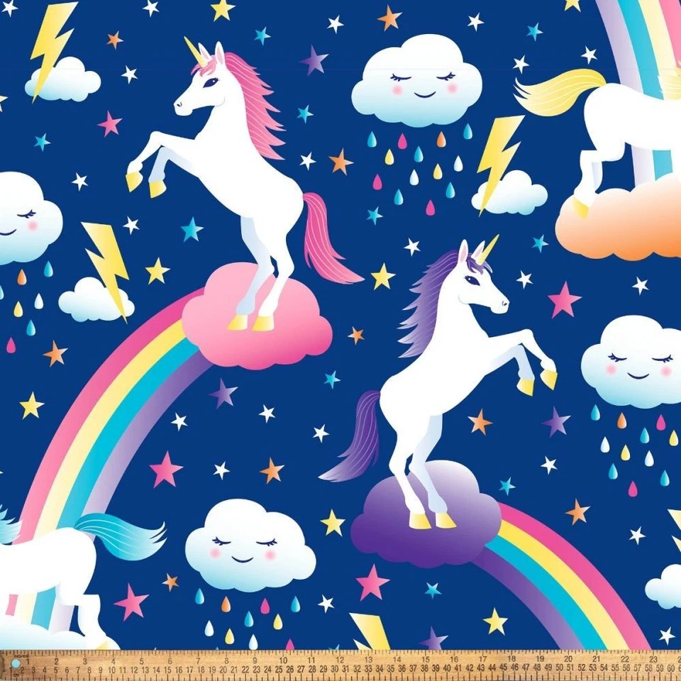 David Textiles Heavenly Plush Fleece Unicorns & Rainbows Fabric 1.5 Yards - Image 1 of 3