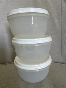 Tupperware Small Snack Containers - Translucent Cups With White Lids - NEW - Picture 1 of 3