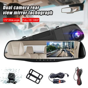 1080P 4.3" Driving Recorder Car Rearview Mirror Dual Lens Dash Camera Video p - Picture 1 of 12