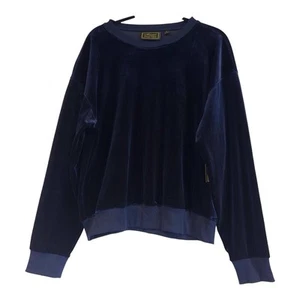 Massive Luxury Edition Blue Velvet Velour Men Pullover Long Sleeve Sweater Small - Picture 1 of 10