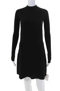 Max Mara Womens Long Sleeve Mock Neck Knee Length Sweater Dress Black Size Small - Picture 1 of 6