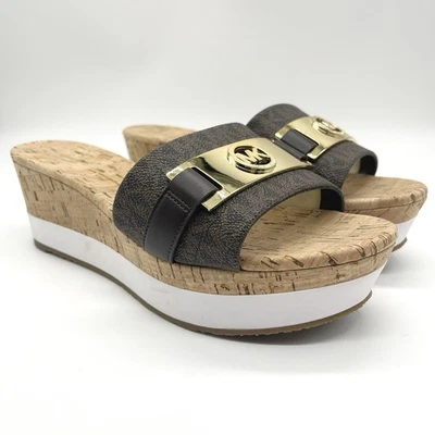 Sandalia Michael Kors Nueva Para Mujer Warren Plataforma Punta Abierta Informal Slide Logo Foto 1 de 4