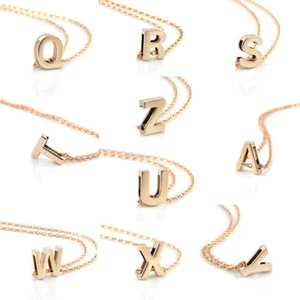 Fashion Womens Gold Plated Initial Alphabet Letter A-Z Pendant Chain Necklace ) - Picture 1 of 11