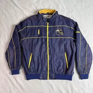 Vintage NFL Minnesota Vikings Jacket Cliff Engle Full Zip Coat Large Faded Worn - Picture 1 of 24