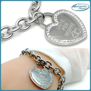 bracciale scritta amicizia ciondolo cuore braccialetto donna catena frase amiche - Foto 1 di 5