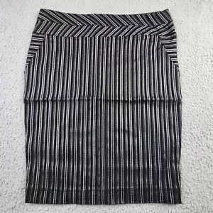 Women's Straight Pencil Skirt Black & White Pinstripe Mixxed26 M Knee Length - Picture 1 of 8