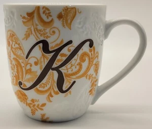Pier 1 Imports Ava Buchstabe K Initialen Monogramm 12 Unzen Steingut Kaffeebecher Tasse - Bild 1 von 6