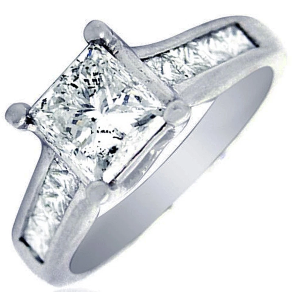 4.00 Carat Princess Cut Diamond Engagement Ring 18k Gold GIA Certified Foto 1 de 4