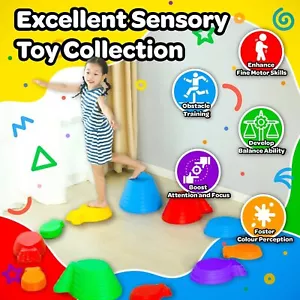 Marlo & Buzz Stepping Stones for Kids 11 pcs, Indoor and Outdoor Balance Blocks - Picture 1 of 7