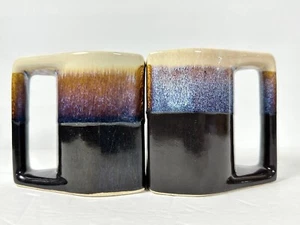 Rodolfo Padilla Tropfglasur Stapel Steinzeug Beige Kaffeetassen Signiert 2er Set - Bild 1 von 12