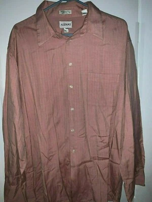 Men's Alfani Silk Blend Salmon Button up Dress Shirt Size 18 34-35 - Image 1 of 4