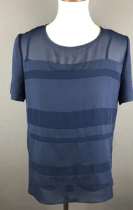 DKNY Women's Short Sleeve Navy Blue Top with Camisole Size M - Picture 1 of 9