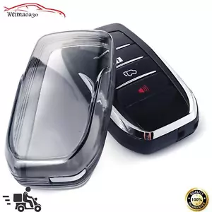 Transparent Key Fob Case Cover Black For Toyota Sienna Venza Hilux Tundra Mirai - Foto 1 di 13
