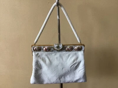 BOLSO DE NOCHE ANTIGUO DE COLECCIÓN MICRO CUENTAS RETRATO HECHO A MANO FRANCIA Foto 1 de 4