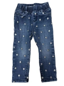 GIRLS BABY GAP BLUE & SILVER POLKA DOT JEANS JEGGINGS LEGGINGS PANTS Size-2 YEAR - Picture 1 of 6