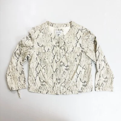 Chaqueta de Moto LIVE A LITTLE Estampado de Pitón Grande Y2K Cremallera Frontal Mezcla de Algodón Foto 1 de 4