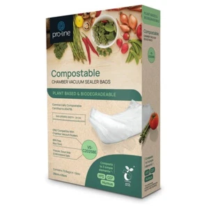 Pro-Line Compostable 70 x 20cm x 25cm Chamber Vacuum Seal Bags VS-C2025BE - Picture 1 of 3