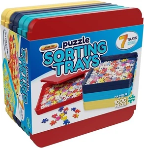 Puzzle Sorting Trays 7 Count Sturdy Sorting Trays Colored 1000 puzzle pieces New - Picture 1 of 10
