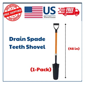 Drain Spade Teeth Shovel Multi-Purpose Metal Blade Shovel 48 In, Durable Handle - Picture 1 of 5