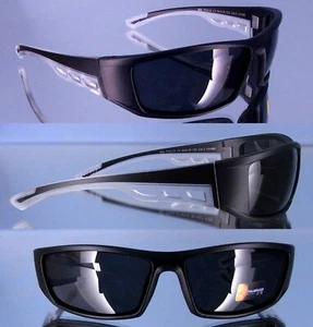 Polarisierte Herren Sonnenbrille schwarz matt teiltransparent UV 400 Schutzpass - Bild 1 von 1