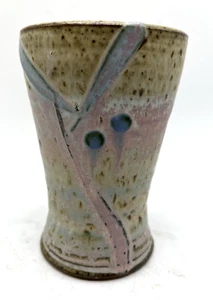 Jarrón de gres abstracto firmado con libélula Studio Art Pottery - Imagen 1 de 7