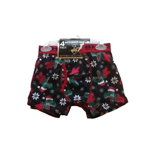 Beverly Hills Polo Club Underwear Boys 4 To 6 Boxer Briefs Pack Of 4 Holiday  - Picture 1 of 9