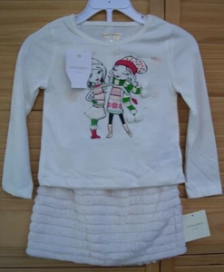 CYNTHIA ROWLEY nwt Team Santa shirt and fur mini skirt set~NEW~girl's size 4~ - Picture 1 of 3