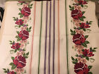 Armenian Russian Soviet USSR Vintage 1980s Linen Flower Bath Towel - Pink Blue